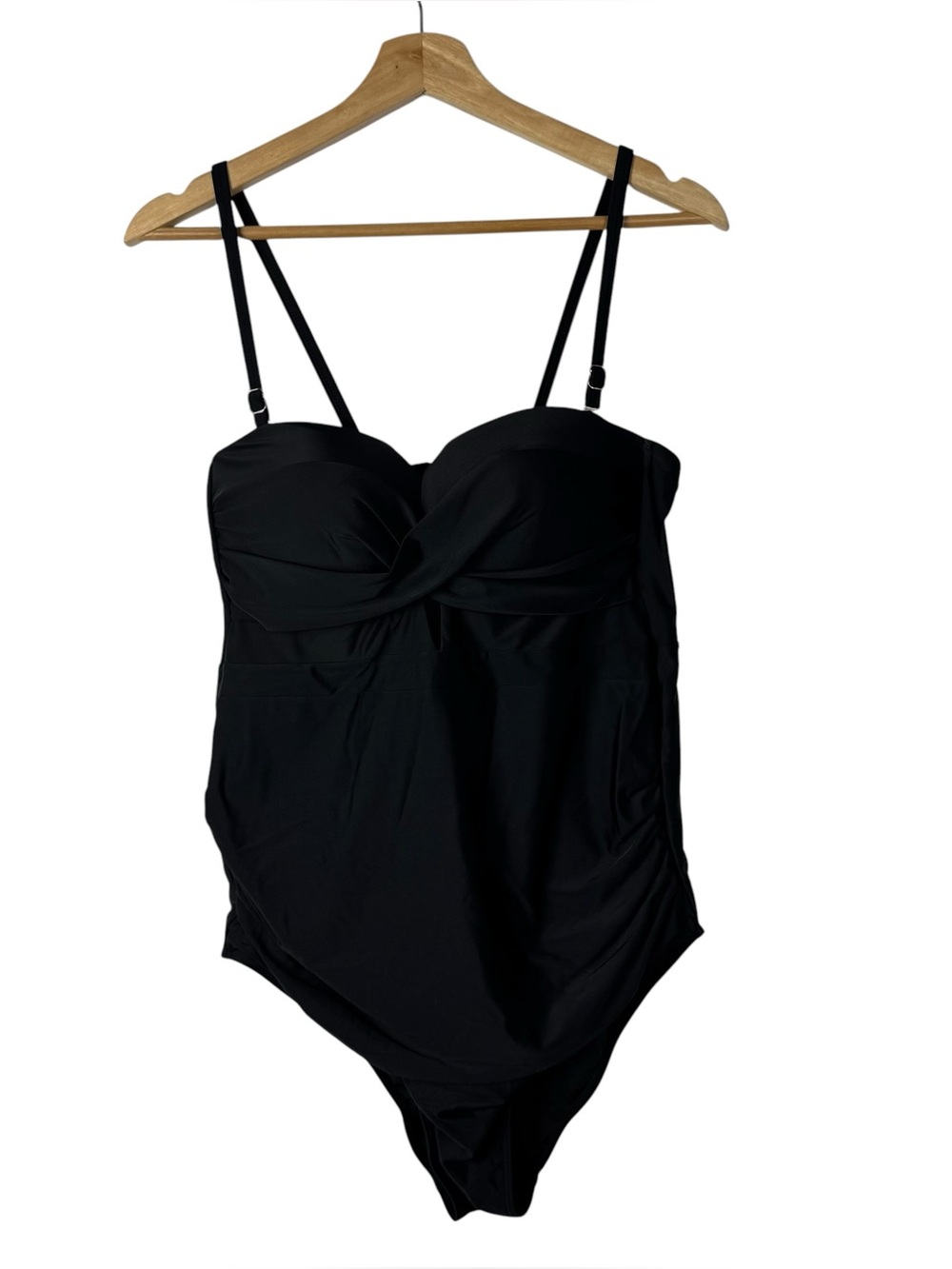 Boutique Black Twist Front Sweetheart One Piece Swimsuit L